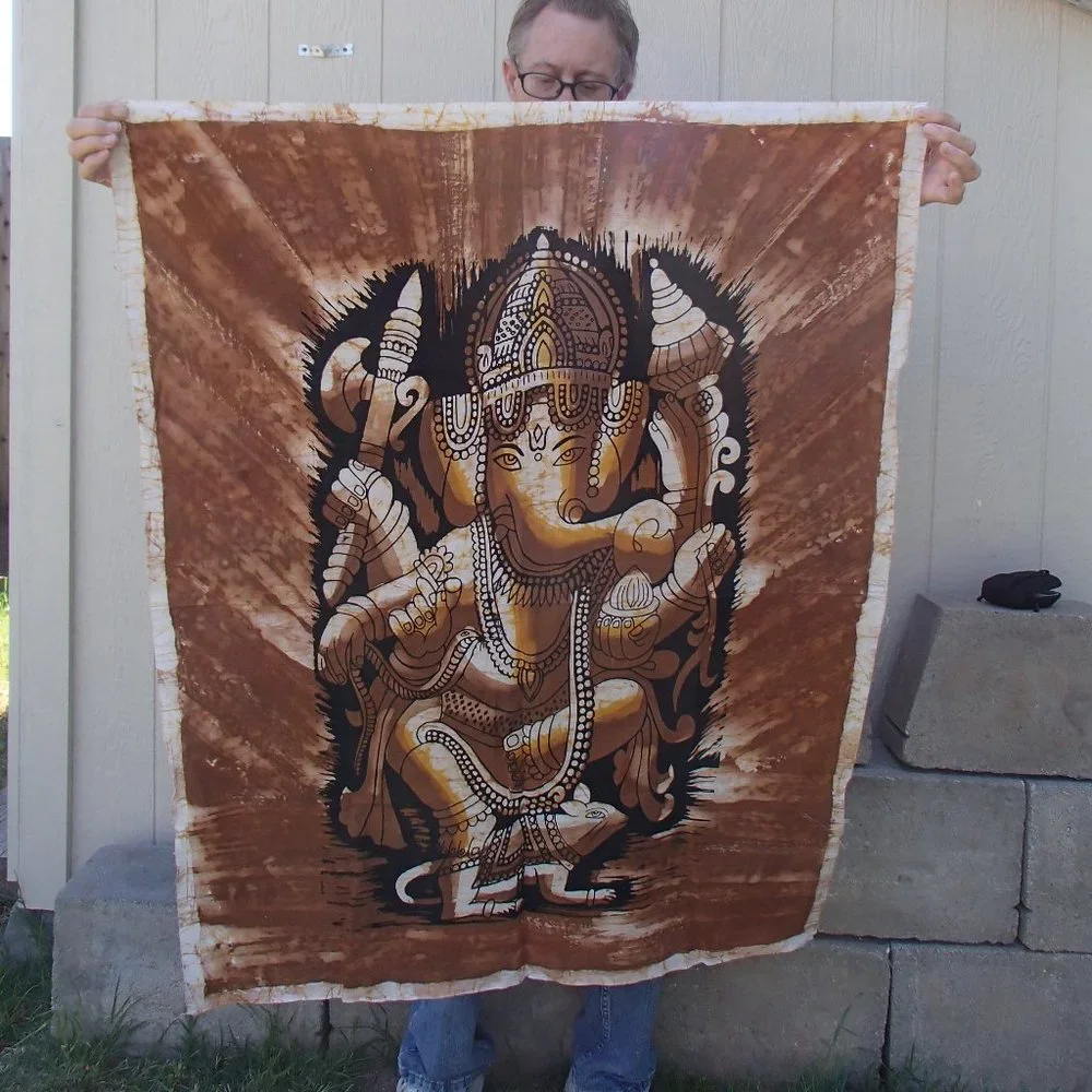 Ganesh Hindu Tapestry Wall Hanging Cotton Screen Printed Unframed 35